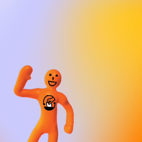 A simple illustration of Orange Guy waving